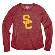 USC Trojans Women's Cardinal SC Interlock Tri-Blend Long Sleeve T-Shirt